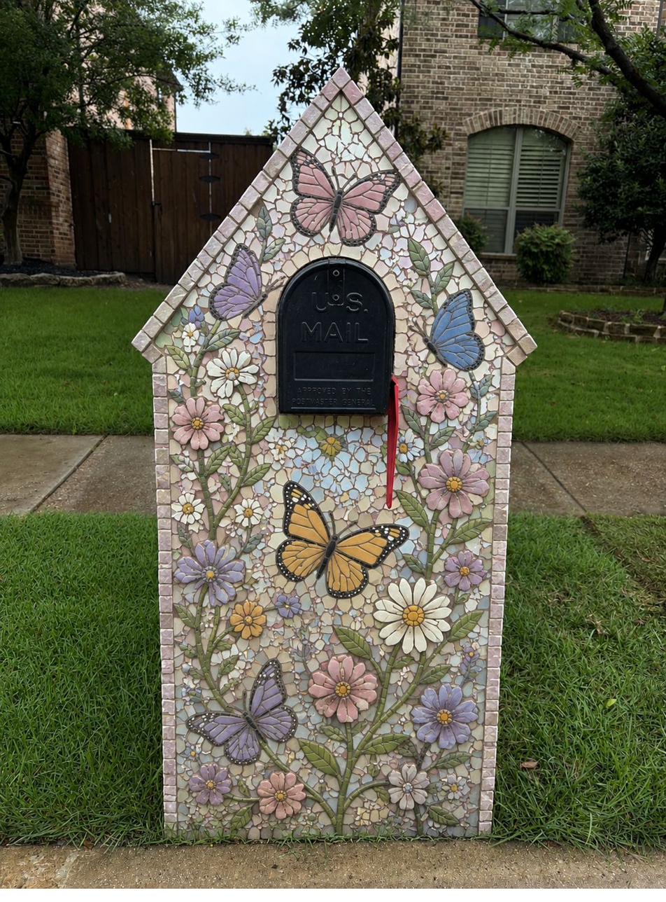 Butterfly Garden — installed mosaic mailbox Frisco TX